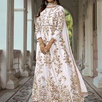 Zariveda White Butterfly Net Salwar Suit