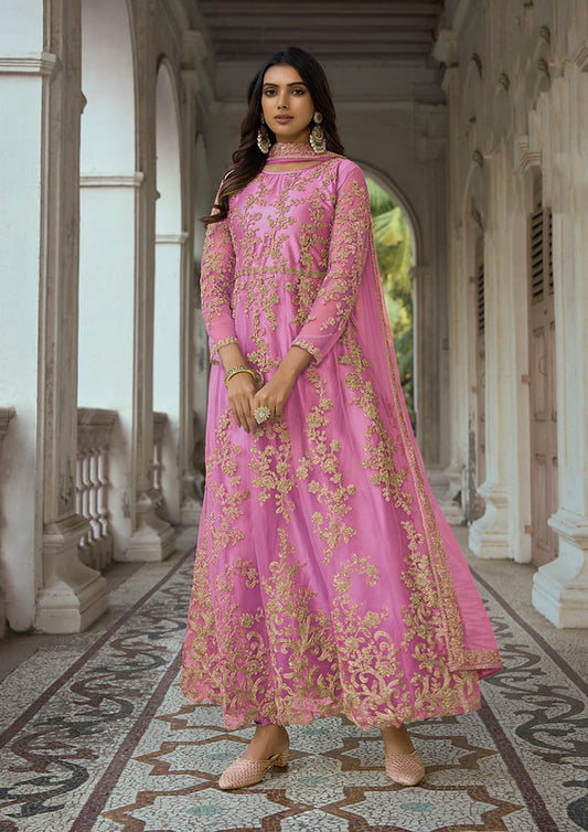 Zariveda Pink Butterfly Net Salwar Suit