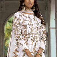 Zariveda White Butterfly Net Salwar Suit