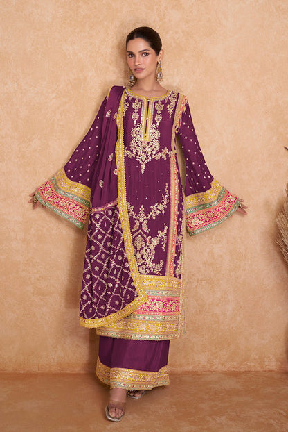 Zariveda Real Chinnon Silk Heavy Embroidery Palazzo Set