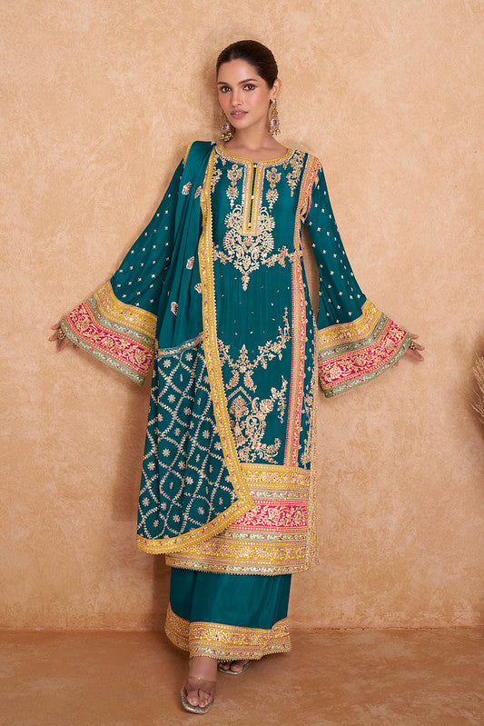 Zariveda Real Chinnon Silk Heavy Embroidery Palazzo Set