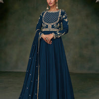 Zariveda Navy Blue Premium Silk Gown