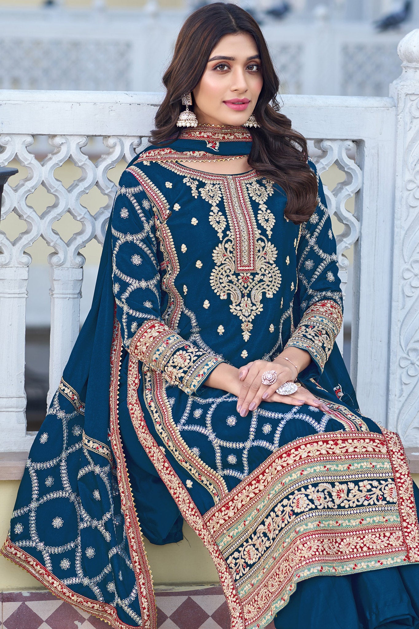 Zariveda Heavy Embroidery Chinnon Silk Salwar Kameez