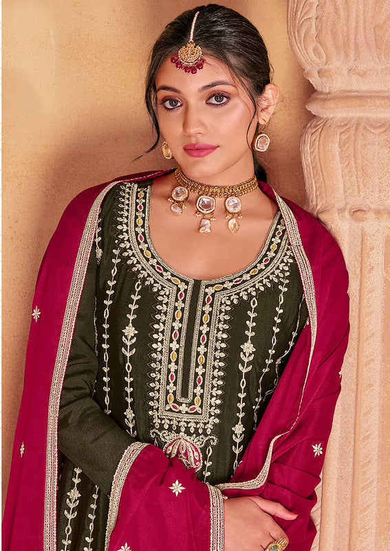 Zariveda Heavy Embroidery Premium Chinnon Silk Salwar Kameez