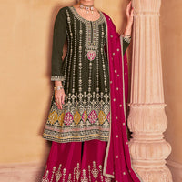 Zariveda Heavy Embroidery Premium Chinnon Silk Salwar Kameez