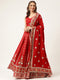 Ethnic Motifs Printed Maroon Lehenga & Blouse With Dupatta