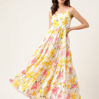 Floral Printed Halter Neck Cotton Casual Maxi Dress