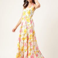 Floral Printed Halter Neck Cotton Casual Maxi Dress