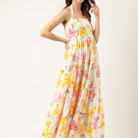 Floral Printed Halter Neck Cotton Casual Maxi Dress