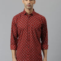 Millennial Men Maroon & Blue  Cotton  Full Sleeve  Shirt for Men-MMF0279 - Zarivedaworld.com