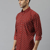 Millennial Men Maroon & Blue  Cotton  Full Sleeve  Shirt for Men-MMF0279 - Zarivedaworld.com