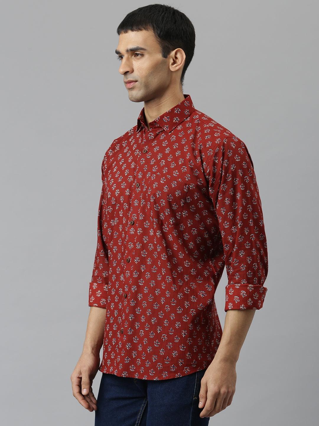 Millennial Men Maroon & Blue  Cotton  Full Sleeve  Shirt for Men-MMF0279 - Zarivedaworld.com