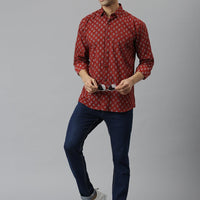 Millennial Men Maroon & Blue  Cotton  Full Sleeve  Shirt for Men-MMF0279 - Zarivedaworld.com