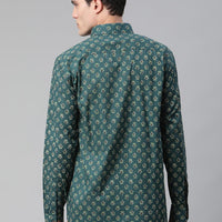 Millennial Men Teal Green & Green Cotton  Full Sleeve  Shirt for Men-MMF0287 - Zarivedaworld.com