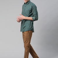 Millennial Men Teal Green & Green Cotton  Full Sleeve  Shirt for Men-MMF0287 - Zarivedaworld.com