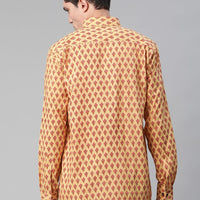 Millennial Men Mustard & Pink Cotton  Full Sleeve  Shirt for Men-MMF0289 - Zarivedaworld.com