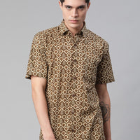 Millennial Men Brown & Beige Cotton  Half Sleeve Shirt for Men-MMH0168 - Zarivedaworld.com