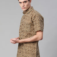 Millennial Men Brown & Beige Cotton  Half Sleeve Shirt for Men-MMH0168 - Zarivedaworld.com