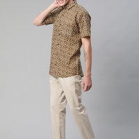 Millennial Men Brown & Beige Cotton  Half Sleeve Shirt for Men-MMH0168 - Zarivedaworld.com