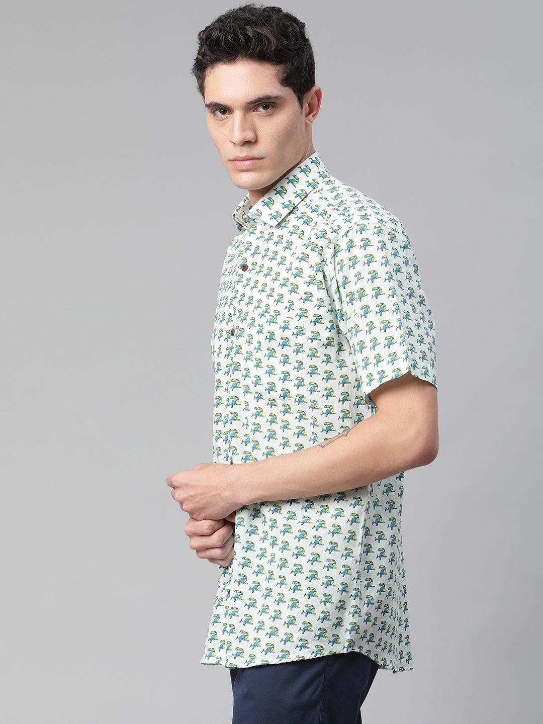 Millennial Men Sky Blue & Teal  Cotton  Half Sleeve Shirt for Men-MMH0178 - Zarivedaworld.com