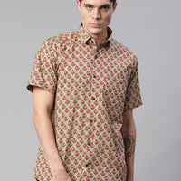 Millennial Men Green  & Pink Cotton  Half Sleeve Shirt for Men-MMH0180 - Zarivedaworld.com