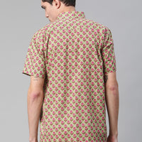 Millennial Men Green  & Pink Cotton  Half Sleeve Shirt for Men-MMH0180 - Zarivedaworld.com