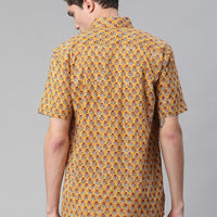 Millennial Men Mustard & Marron Cotton  Half Sleeve Shirt for Men-MMH0182 - Zarivedaworld.com