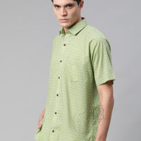 Millennial Men Green & White  Cotton  Half Sleeve Shirt for Men-MMH0189 - Zarivedaworld.com