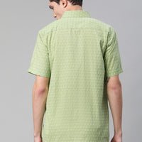 Millennial Men Green & White  Cotton  Half Sleeve Shirt for Men-MMH0189 - Zarivedaworld.com