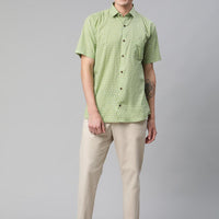 Millennial Men Green & White  Cotton  Half Sleeve Shirt for Men-MMH0189 - Zarivedaworld.com